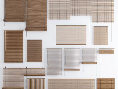 Stylish Venetian Blinds Various Wooden Bamboo Designs For Home Window Decor 3d model