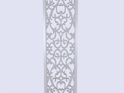 White Ornate Carved Room Divider With Intricate Floral Patterns For Home Decor 3d model