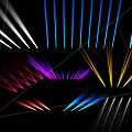 Vibrant Colorful Light Beams With Geometric Lines On Black Abstract Background
