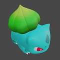 Cute Blue Green Game Movie Character With Red Eyes And Green Leaf On Back