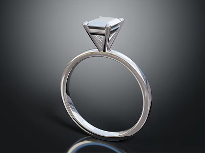 Elegant Shiny Silver Diamond Ring With Solitaire Design For Fashion Accessories 3d model