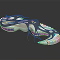 Cartoon Scene Featuring Futuristic Abstract Structure Gray White Body Blue Details Reflective Surface Dark Background