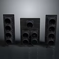 Black Industrial Metal Frames With Multiple Circular Holes And Three Units