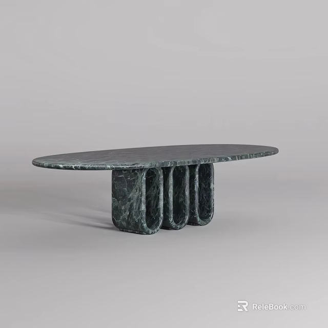 Modern Bar Counter Featuring Sleek Marble Top And Unique Curved Base Design 3d model