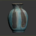 Blue Turquoise Ceramic Vase With Brown White Spots And Rounded Shape Design 3d model