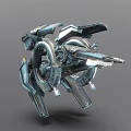 Futuristic Sci Fi Mechanical Device With Metallic Structure Circular Components Blue Orange Accents