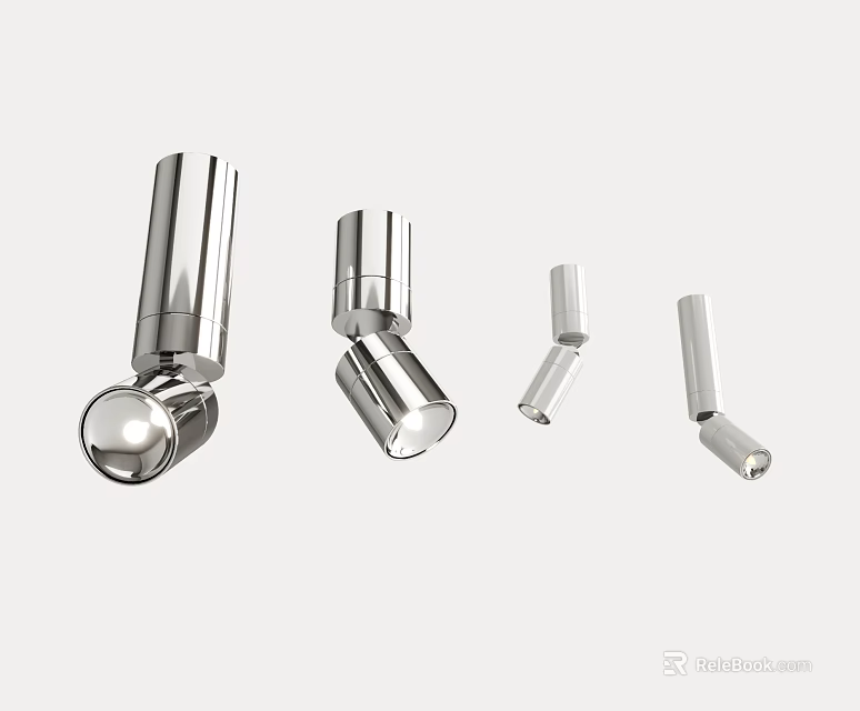 Silver Metal Downlights and Spotlights with Modern Design for Interior Lighting 3d model 