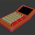 Orange Portable Calculator With Digital Screen And White Buttons Design