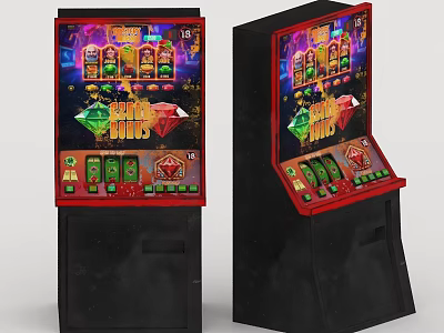 Colorful Slot Machines Featuring Diamond Symbols Green Buttons And Vibrant 3d model