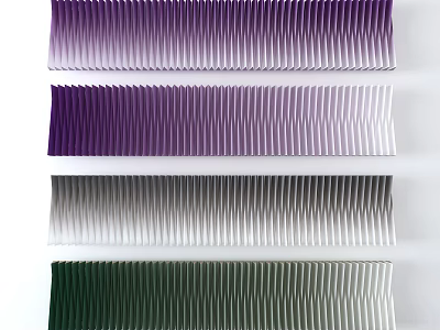Modern Pleated Wall Decor with Gradient Purple White Dark Green and Gray White Hues 3d model