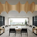 Modern Living Dining Room Interior With Sofa Coffee Table Green Plant And Pendant Light