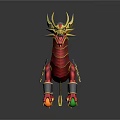 Red Gold Green Mythical 3D Dragon Figure With Sharp Claws Curved Horns And Long Tail