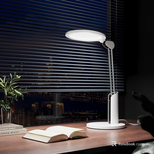 Modern White Desk Lamp With Adjustable Arm For Home Office Study Table 3d model 