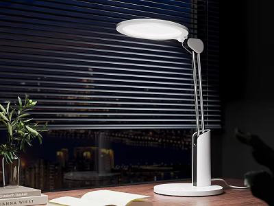 Modern White Desk Lamp With Adjustable Arm For Home Office Study Table 3d model