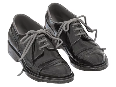 High Quality Classic Black Leather Lace Up Formal Dress Shoes 3d model