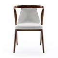 Modern Dining Chair With Wooden Frame And White Upholstered Seat Curved Backrest Design
