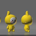 Cute Yellow Toy Figures Four Adorable Faces Standing Different Angles Design 3d model
