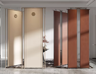 Modern Interior Featuring Beige And Brown Screens 3d model