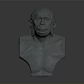 Game and Movie Prehistoric Ape Character Detailed Bust With Expressive Facial Features And Muscular Chest