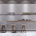 Modern reception desk bar background wall 3d model