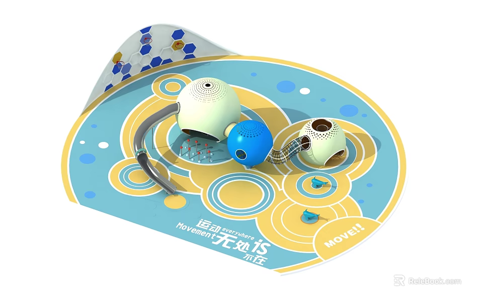 Pull Back Billiards Toy With No Charging Needed And Balls On Blue Dot Pattern Mat 3d model