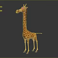 Giraffe 3D Character Model With Long Neck Spotted Pattern Standing On Gray Background 3d model