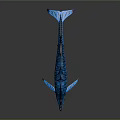 Realistic 3D Render Of Blue Striped Marine Creature With Streamlined Body And Sharp Fins