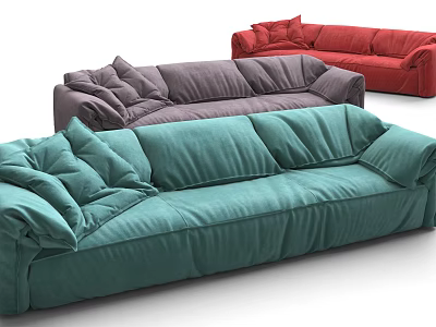 Comfortable Modern Sectional Sofa Collection With Colorful Upholstery And Soft Cushions 3d model