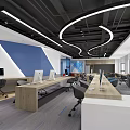 Modern hall open office area 3d model