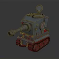 Gray Vintage Tank Model With Cannon Circular Viewport Red Number 47 And Tracks
