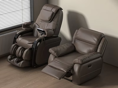 Two Brown Leather Massage Chairs In Modern Room 3d model