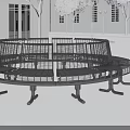 Circular Metal Landscape Seating With Grid Pattern Design For Urban Outdoor Public Park Square 3d model