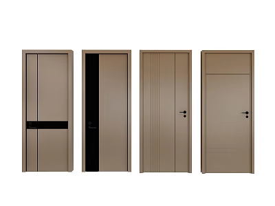 Modern Swing Doors With Various Designs Neutral Color Textured Panels And Decorative Strips 3d model