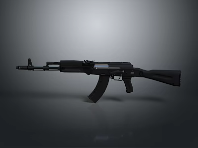 Black Tactical Rifle Featuring Classic Design Metal Stock And Long Barrel 3d model