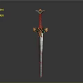 Fantasy Sword With Green And Gold Ornate Design Intricate Hilt And Sharp Blade