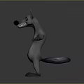 Cartoon Dog Character With Gray Fur Large Ears Green Eyes Open Arms Pose
