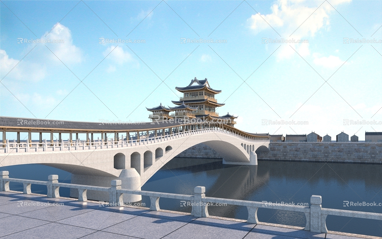 Bridge Covered Bridge Ancient Bridge 3d model