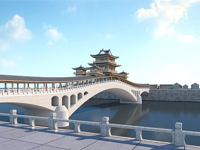 Bridge Covered Bridge Ancient Bridge 3d model