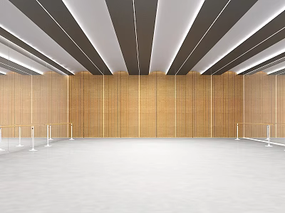Fitness Facility Interior With Wooden Walls And Ceiling Lights 3d model
