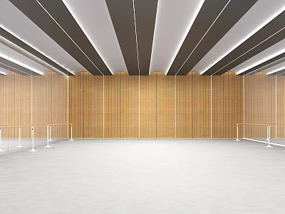 Fitness Facility Interior With Wooden Walls And Ceiling Lights 3d model