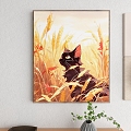 Decorative Painting Art Painting Abstract Painting Watercolor Painting Oil Painting Landscape Painting Animal Painting Cartoon Painting Album Animal Cat Black Cat Painting Green Plant Wall 3d model