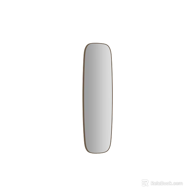 Simple Standing Mirror With Brown Frame And Gray Reflective Surface 3d model