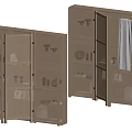 Modern Wooden Decorative Cabinet With Glass Doors LED Lighting And Display Shelves