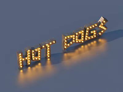 Light Up Hot Dogs Bulb Letters Decorative Illuminated Kitchen Home Decor 3d model