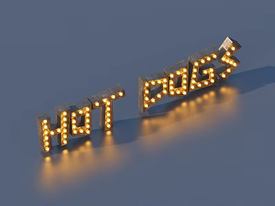 Light Up Hot Dogs Bulb Letters Decorative Illuminated Kitchen Home Decor 3d model
