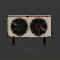 Rusted Industrial Cooling Unit With Dual Fans And Weathered Metal Casing