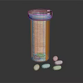 Orange Supplement Container With White Tablets For Nutritional Support