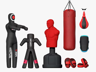 Essential Boxing Training Equipment With Punching Bag Dummy Gloves And Speed Bag 3d model