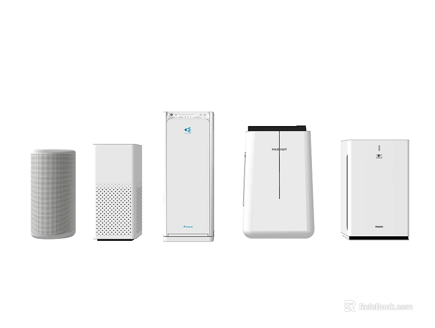 Stylish White Household Electrical Appliances With Different Designs And Multiple Units 3d model