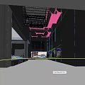 Modern Exhibition Hall Interior Design with Display Walls Lighting and Visitors